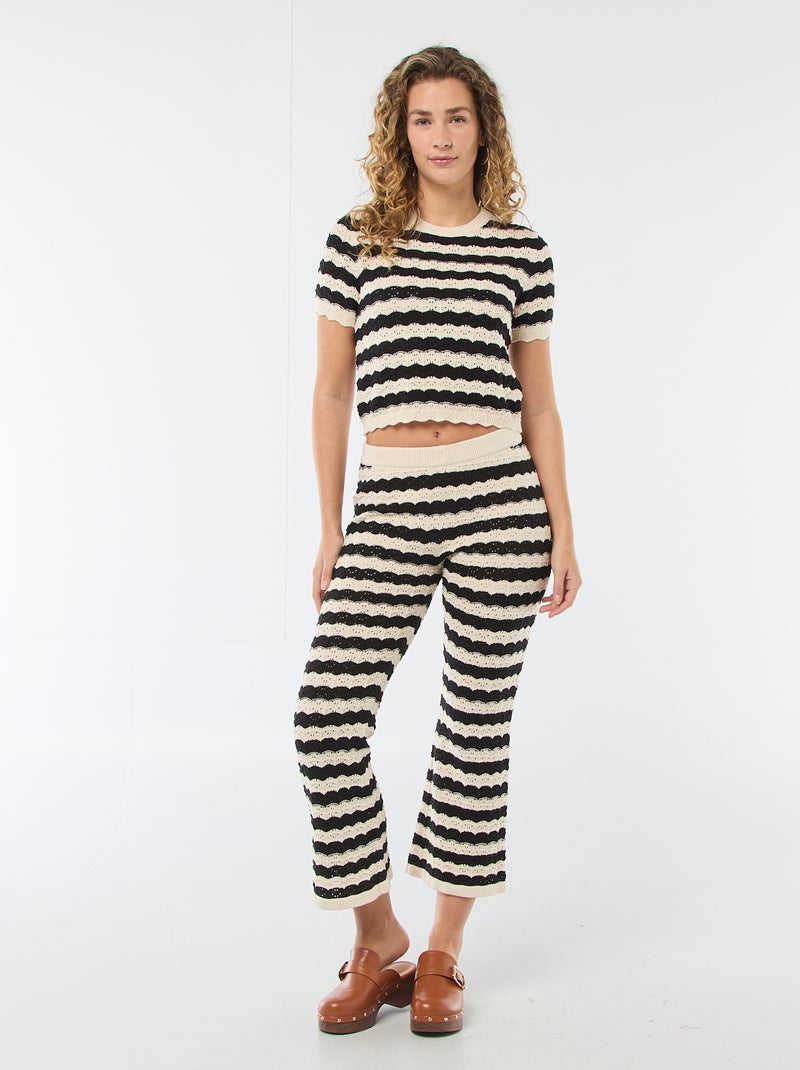 Gehaakte trui met korte mouwen Biege - Kiabi