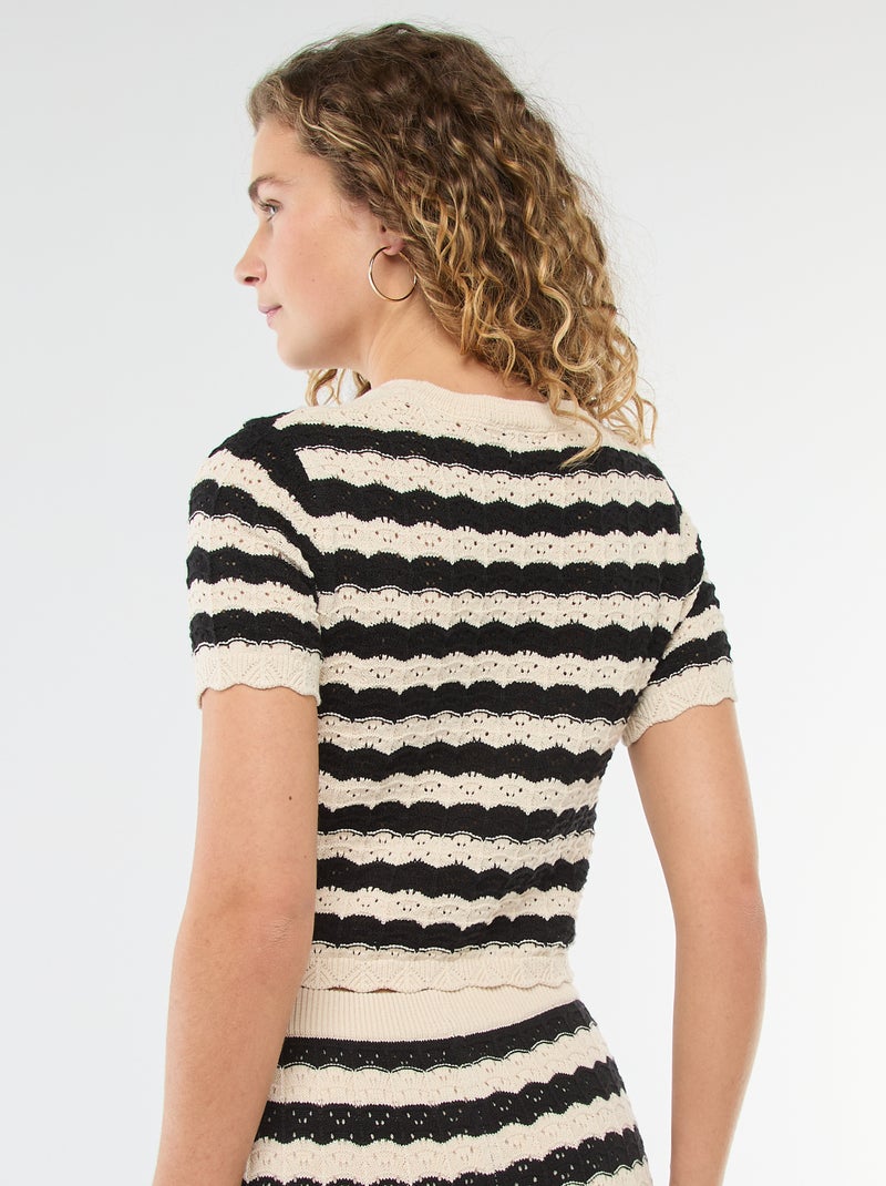 Gehaakte trui met korte mouwen Biege - Kiabi