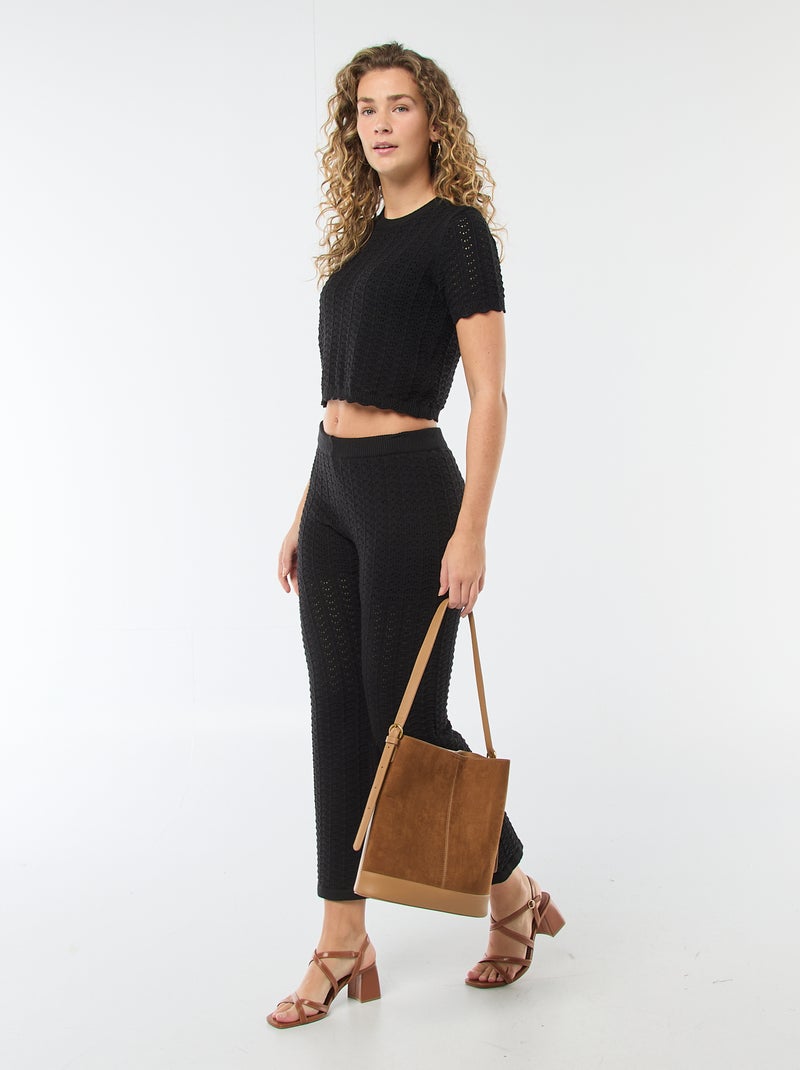 Gehaakte trui met korte mouwen Zwart - Kiabi