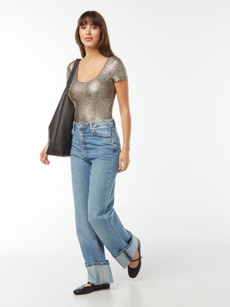 Witte Stringbody met Korte Mouwen