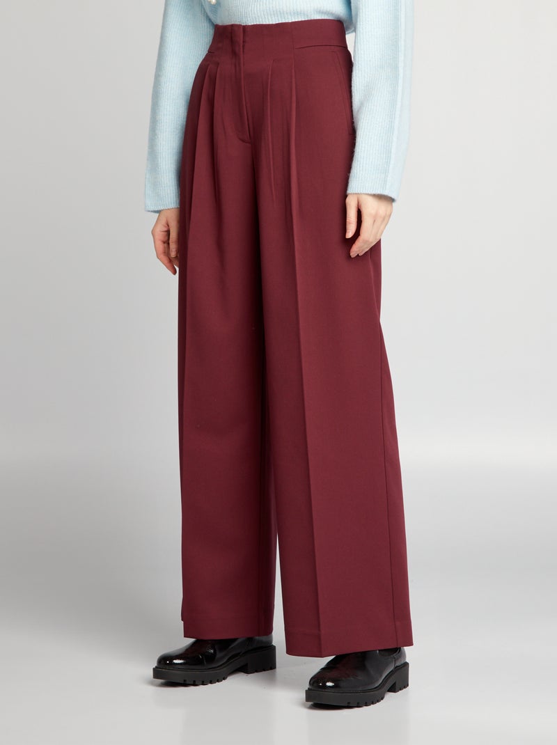 Geklede broek - Breed model ROOD - Kiabi
