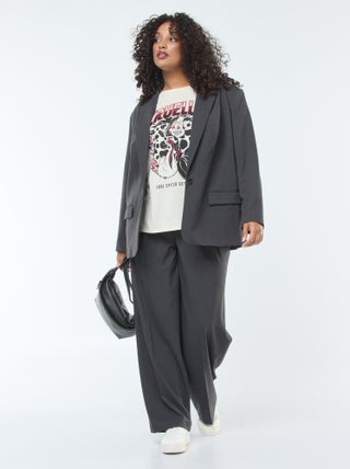 Geklede broek met hoge taille en wijde pijpen