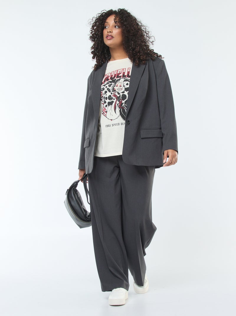 Geklede broek met hoge taille en wijde pijpen Grijs - Kiabi