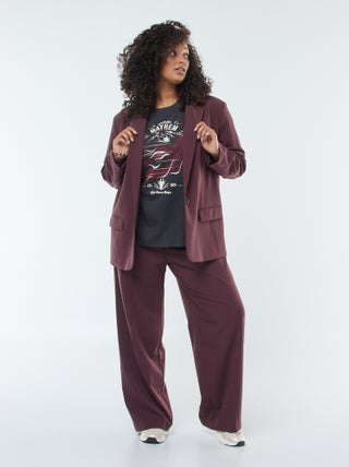 Geklede broek met hoge taille en wijde pijpen