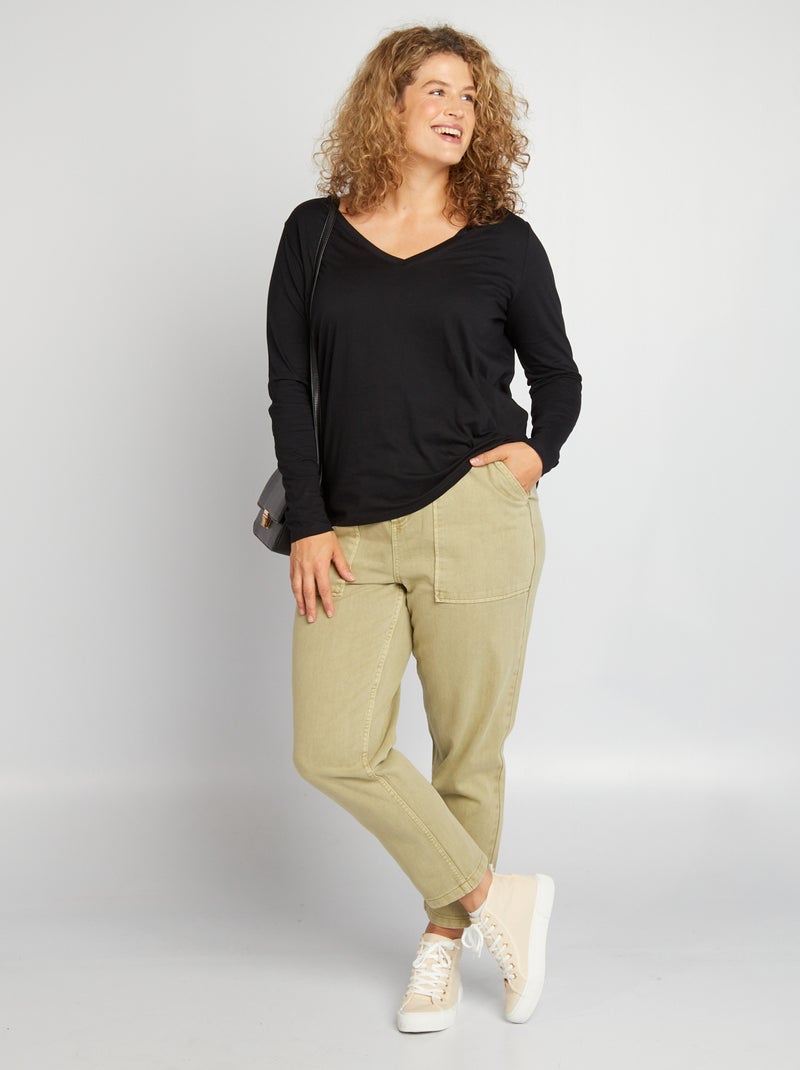 Gekleurde broek in timmermansstijl KAKI - Kiabi