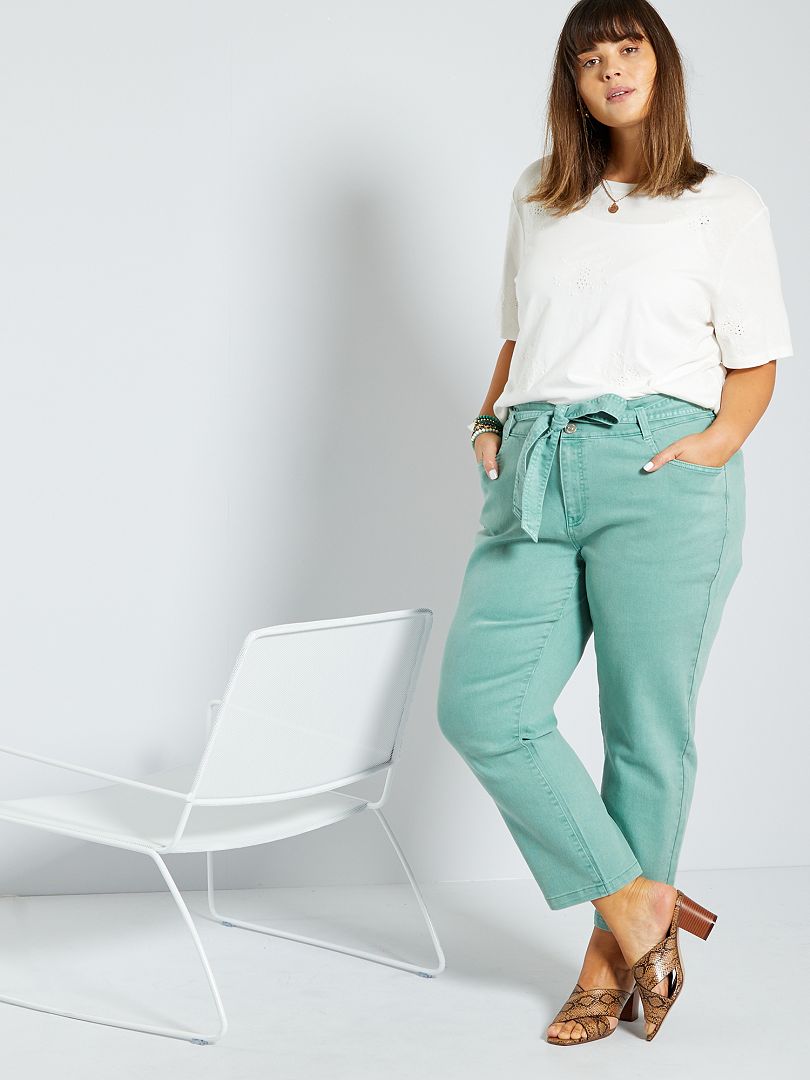 Gekleurde, rechte jeans GROEN - Kiabi