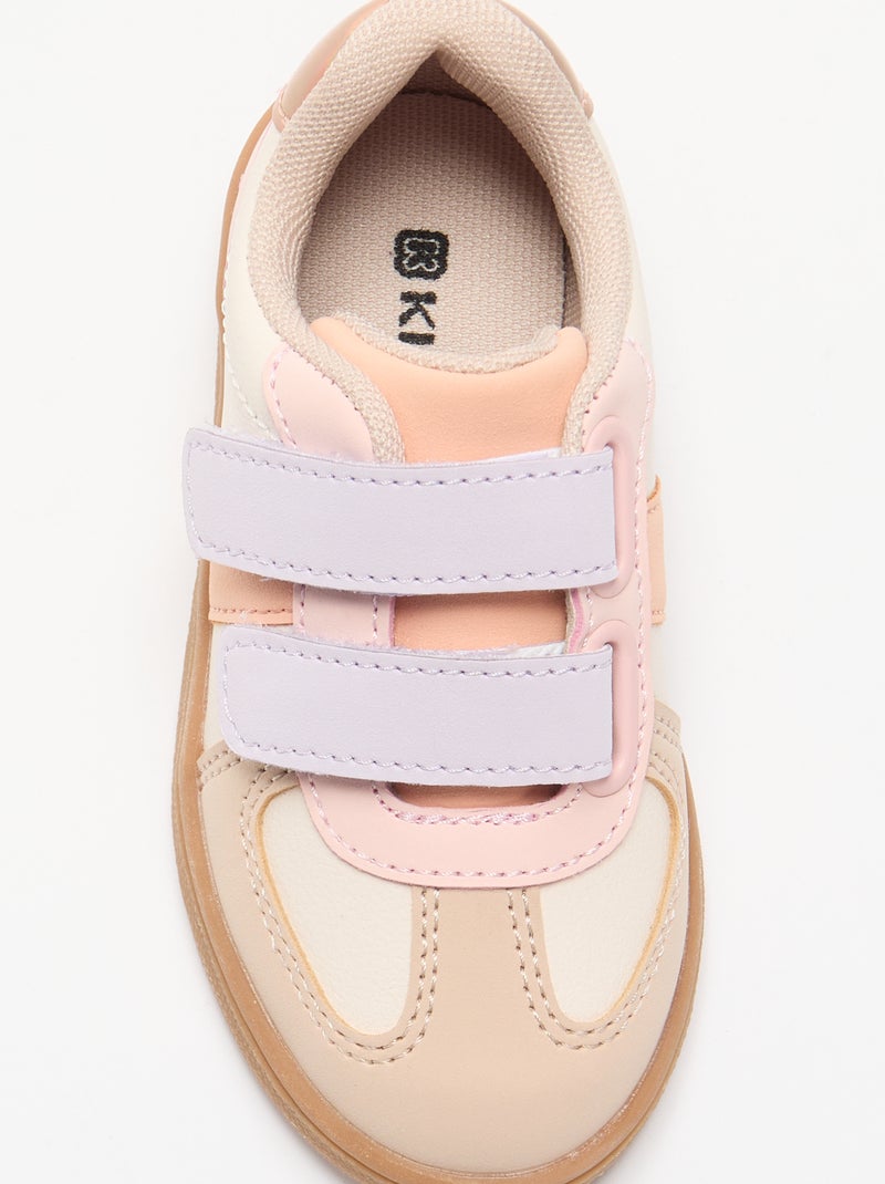 Gekleurde sneakers met klittenband Biege - Kiabi