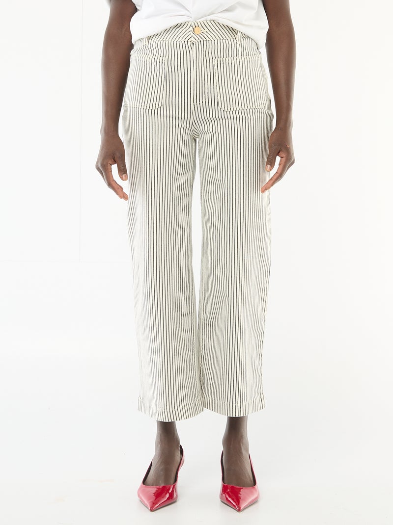 Gekleurde wide leg broek Wit - Kiabi