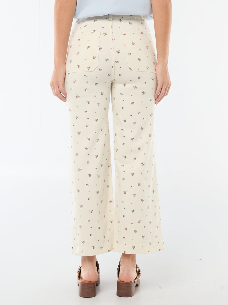 Gekleurde wide leg-broek Wit - Kiabi