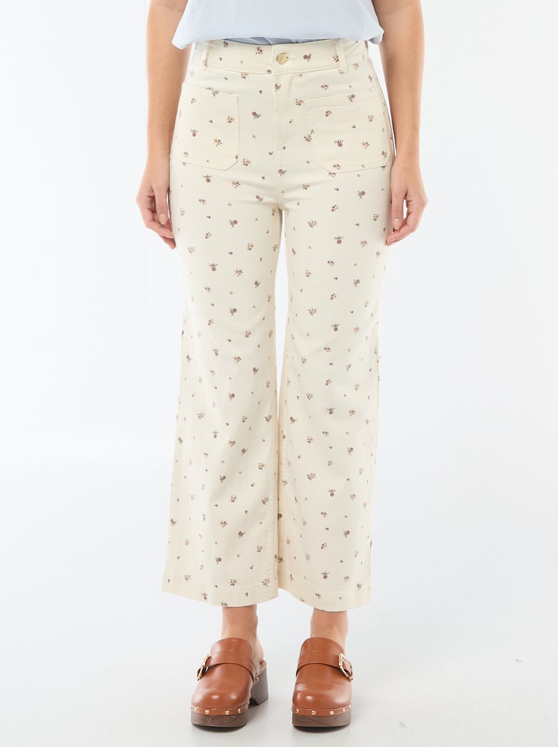 Gekleurde wide leg-broek Wit - Kiabi