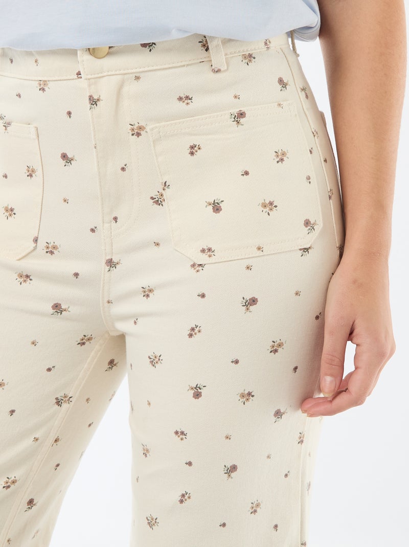 Gekleurde wide leg-broek Wit - Kiabi
