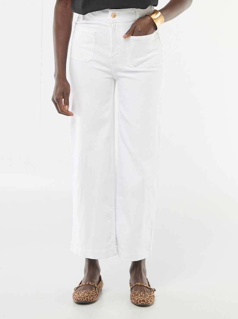Gekleurde wide leg broek Wit - Kiabi