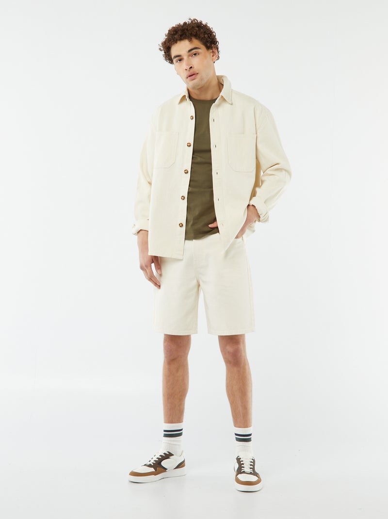 Geknoopt overhemd met opgestikte zakken WIT - Kiabi
