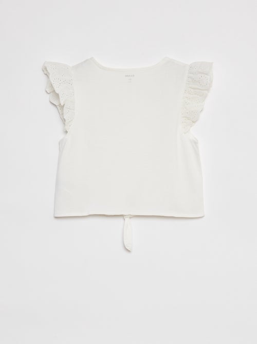 Geknoopt T-shirt met korte mouwen met ruches - Kiabi