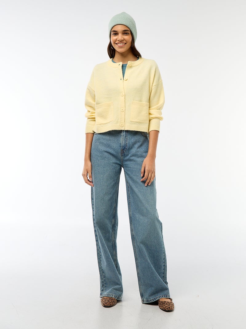 Geknoopt vest met 2 opgestikte zakken Geel - Kiabi