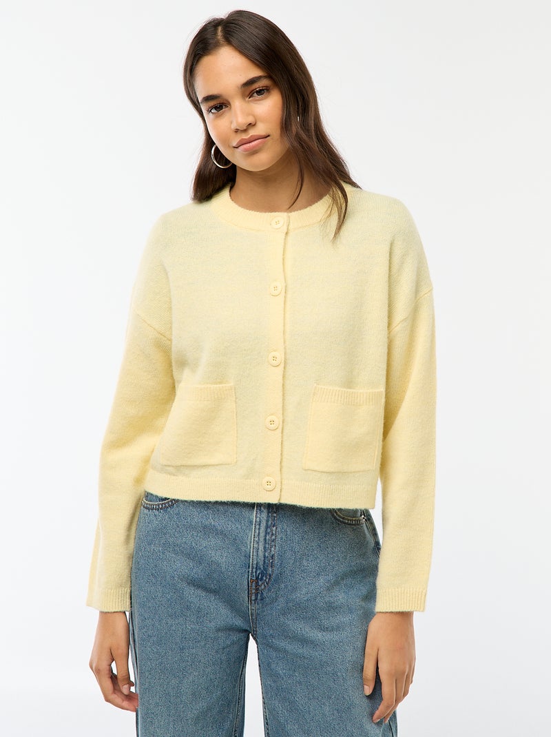 Geknoopt vest met 2 opgestikte zakken Geel - Kiabi