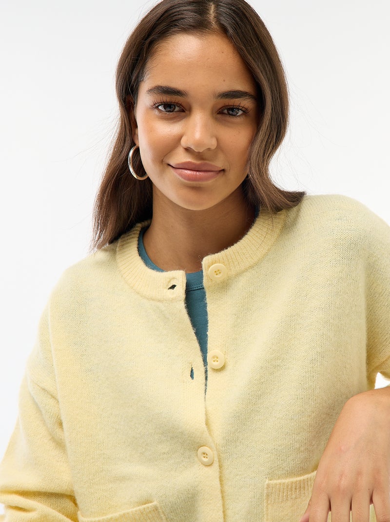 Geknoopt vest met 2 opgestikte zakken Geel - Kiabi