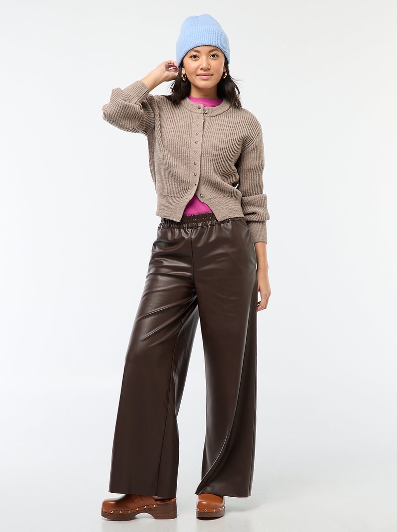 Geknoopt vest van dik tricot Bruin - Kiabi