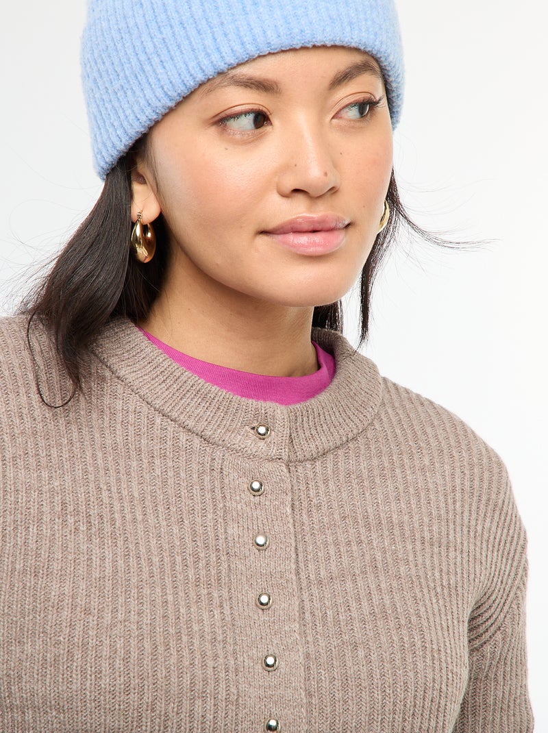 Geknoopt vest van dik tricot Bruin - Kiabi