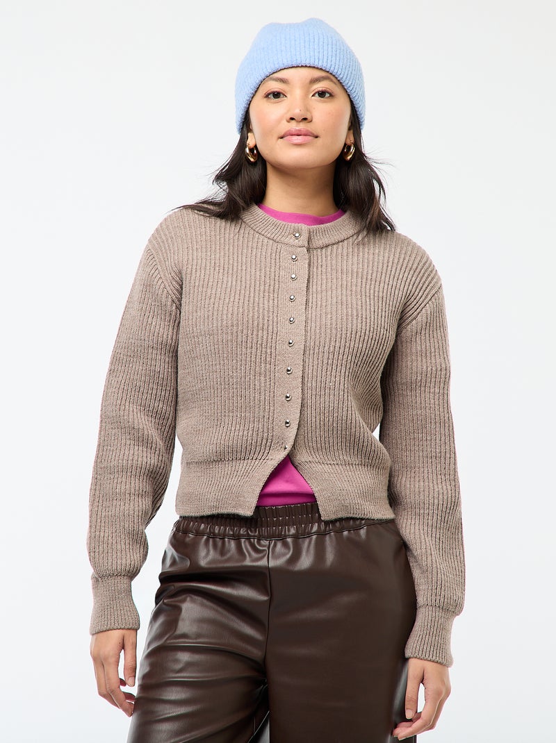 Geknoopt vest van dik tricot Bruin - Kiabi