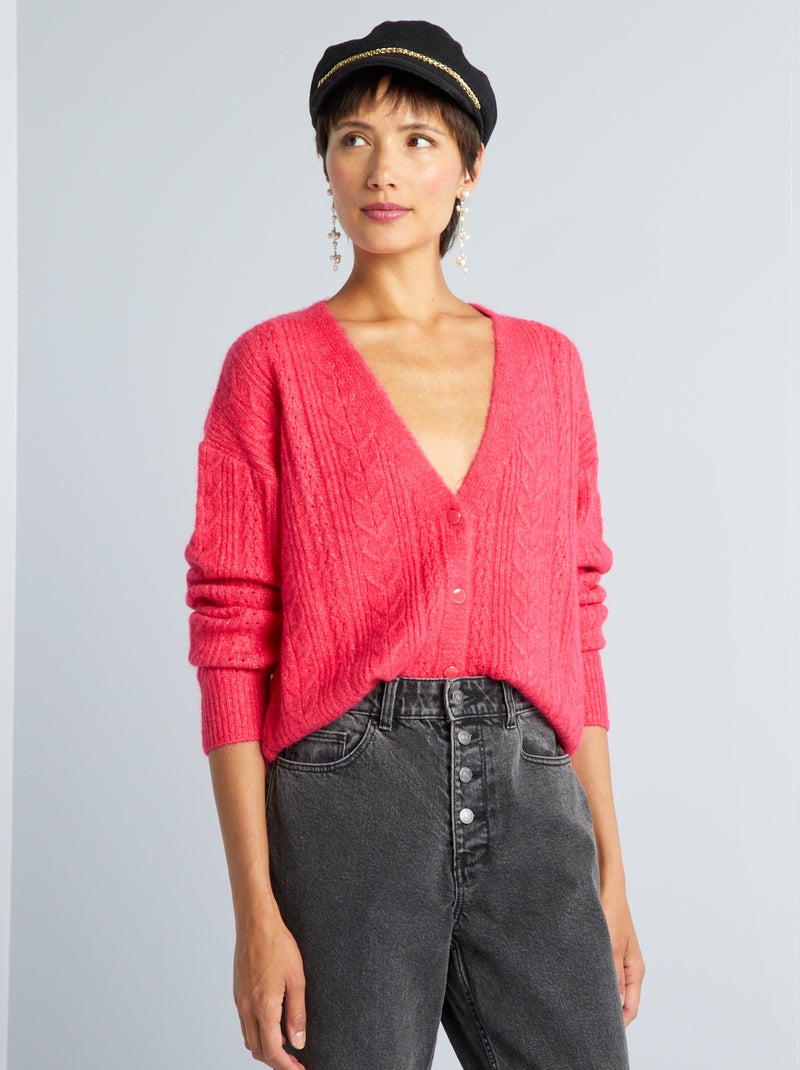 Geknoopt vestje van ajourtricot roze - Kiabi