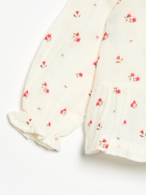Geknoopte blouse van katoenen gaas - Kiabi