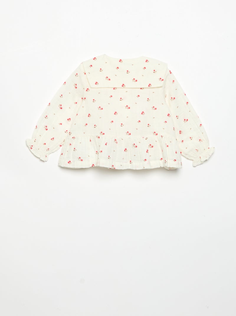 Geknoopte blouse van katoenen gaas Wit - Kiabi