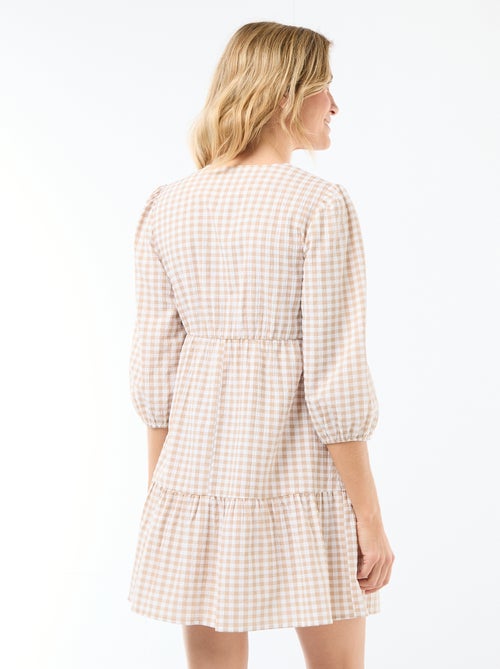 Gelaagde geruite korte jurk - Kiabi