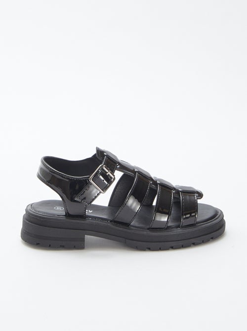 Gelakte sandalen met hak - Kiabi