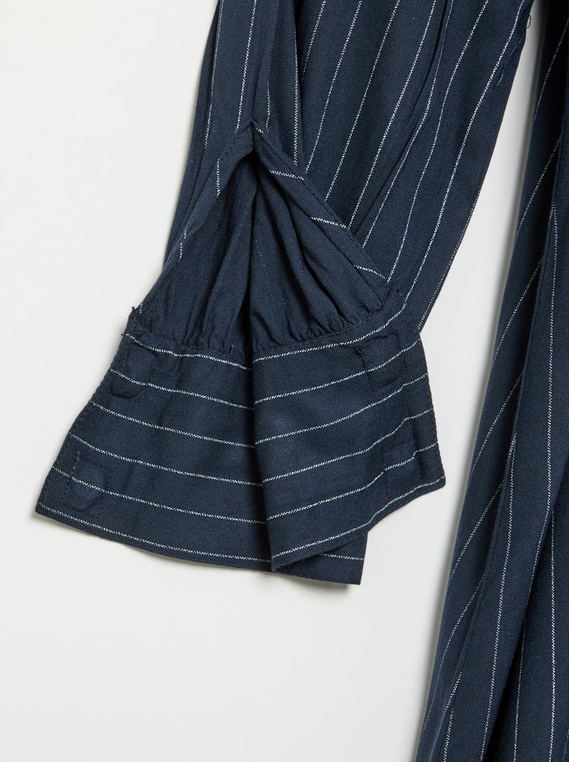 Gemakkelijk aan te trekken lange overhemdjurk Blauw - Kiabi
