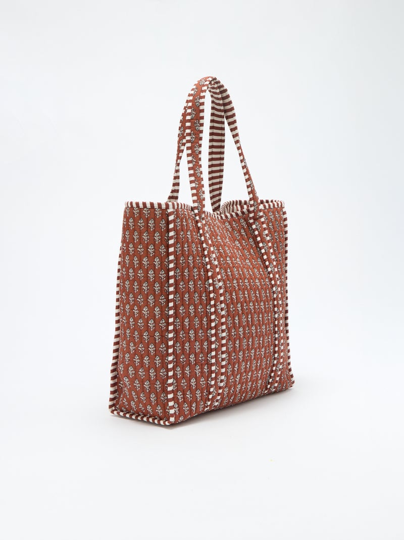 Gematelasseerde shopper met Indiaas motief Biege - Kiabi