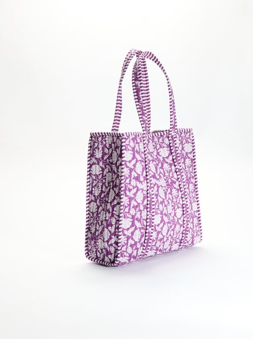 Gematelasseerde shopper met Indiaas motief - Kiabi