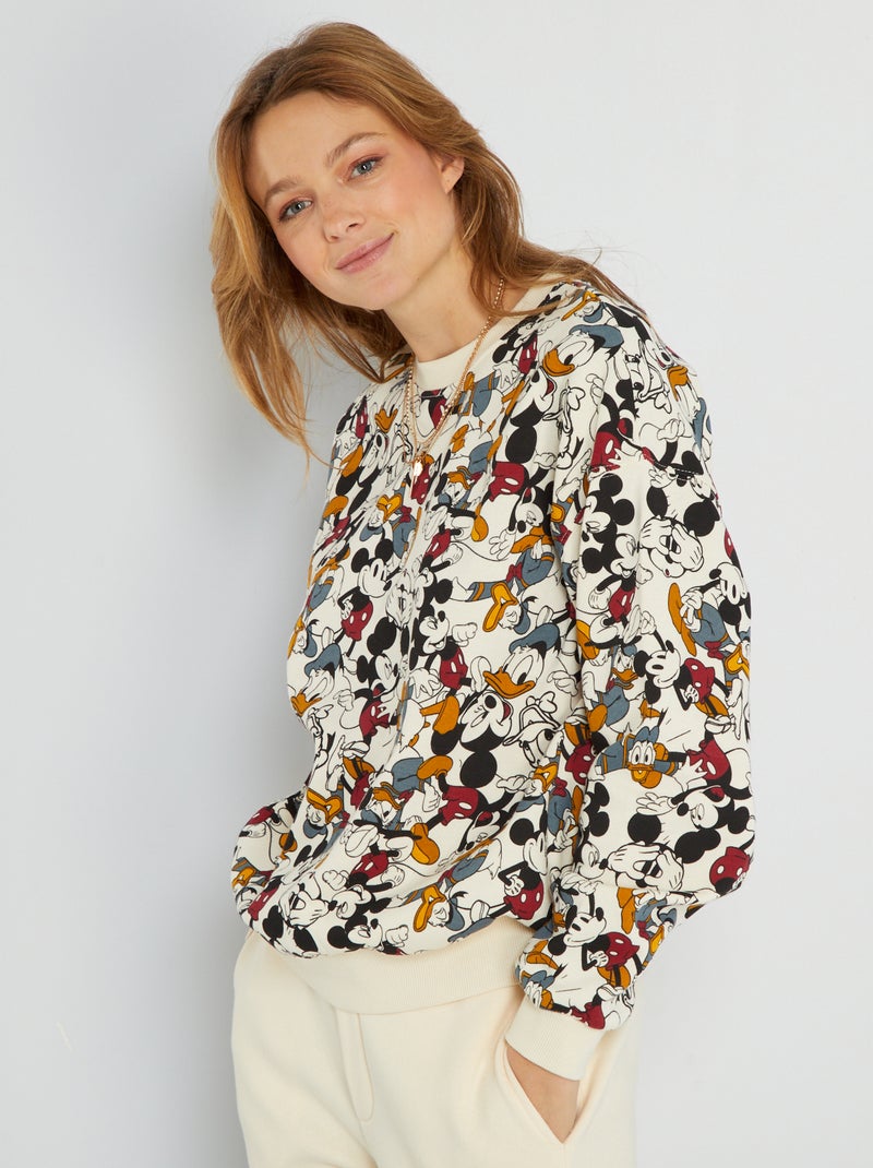 Gemêleerde sweater met print 'Mickey' BIEGE - Kiabi