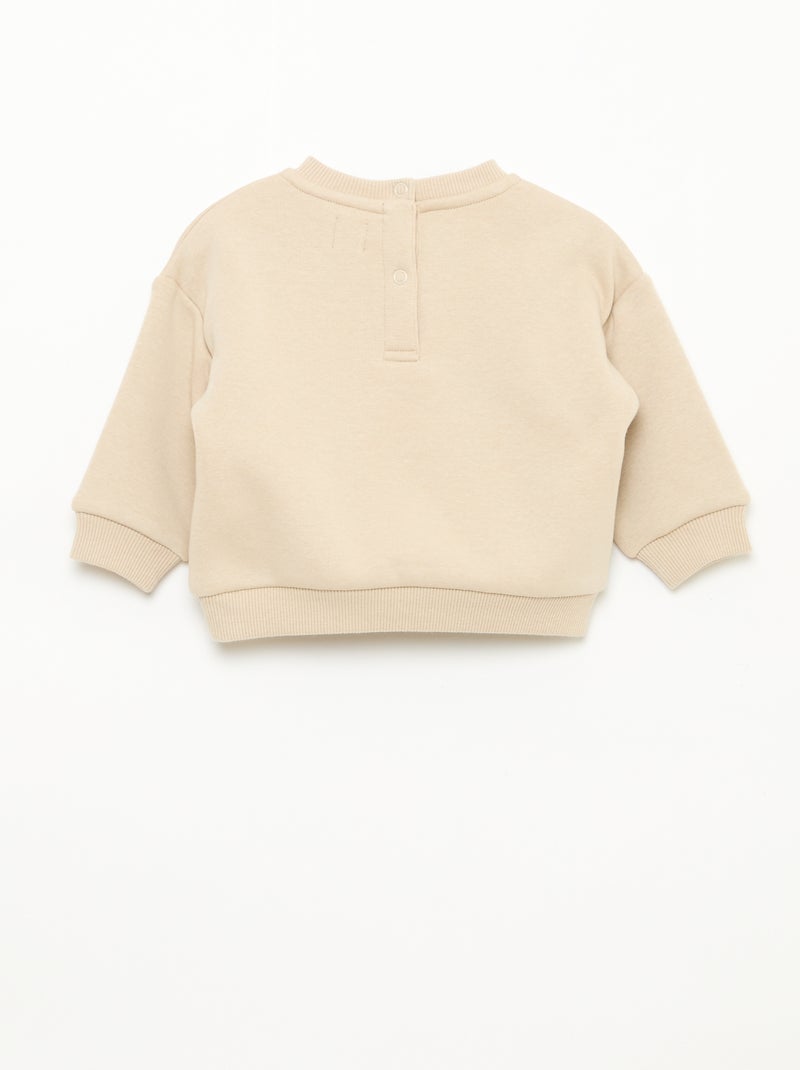Gemêleerde sweater met zachte velours binnenkant Biege - Kiabi