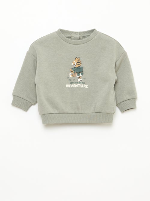 Gemêleerde sweater met zachte velours binnenkant - Kiabi