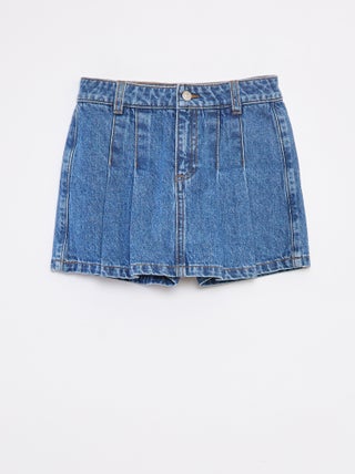 Geplooide skort van spijkerstof