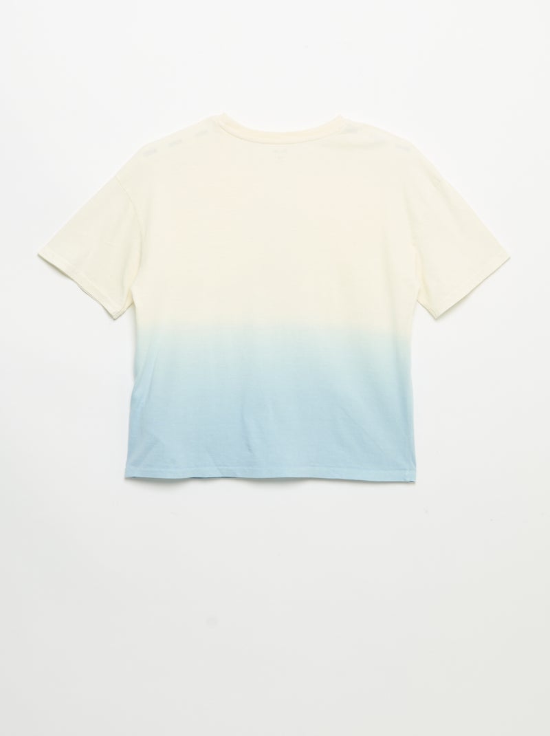 Geprint T-shirt met korte mouwen en tie-dye effect Beige - Kiabi