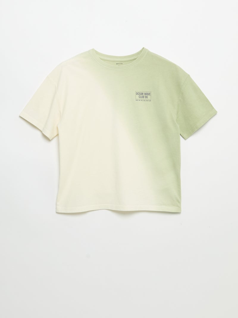 Geprint T-shirt met korte mouwen en tie-dye effect Groen - Kiabi