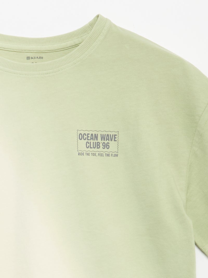 Geprint T-shirt met korte mouwen en tie-dye effect Groen - Kiabi