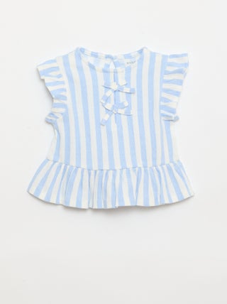 Geprint T-shirt met ruches