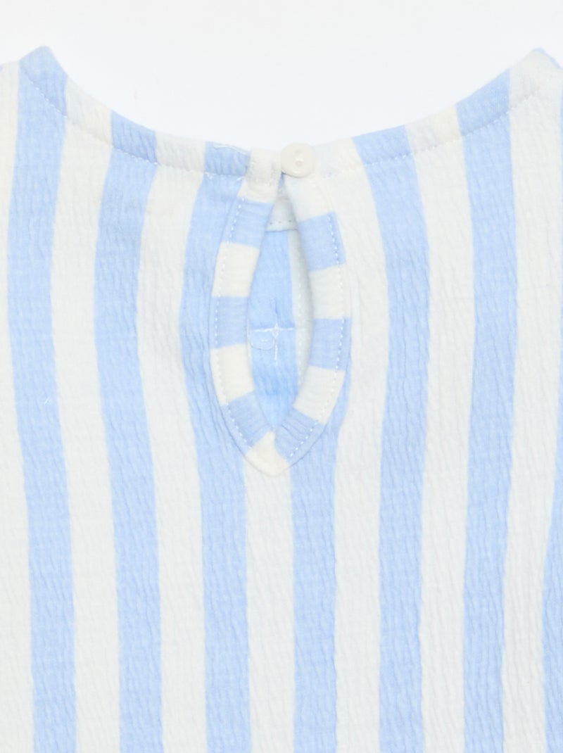 Geprint T-shirt met ruches Blauw - Kiabi