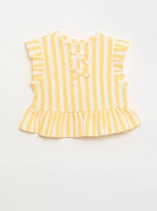Geprint T-shirt met ruches