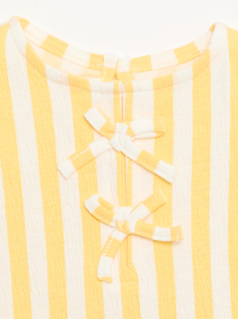 Geprint T-shirt met ruches Geel - Kiabi