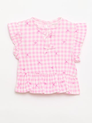 Geprint T-shirt met ruches