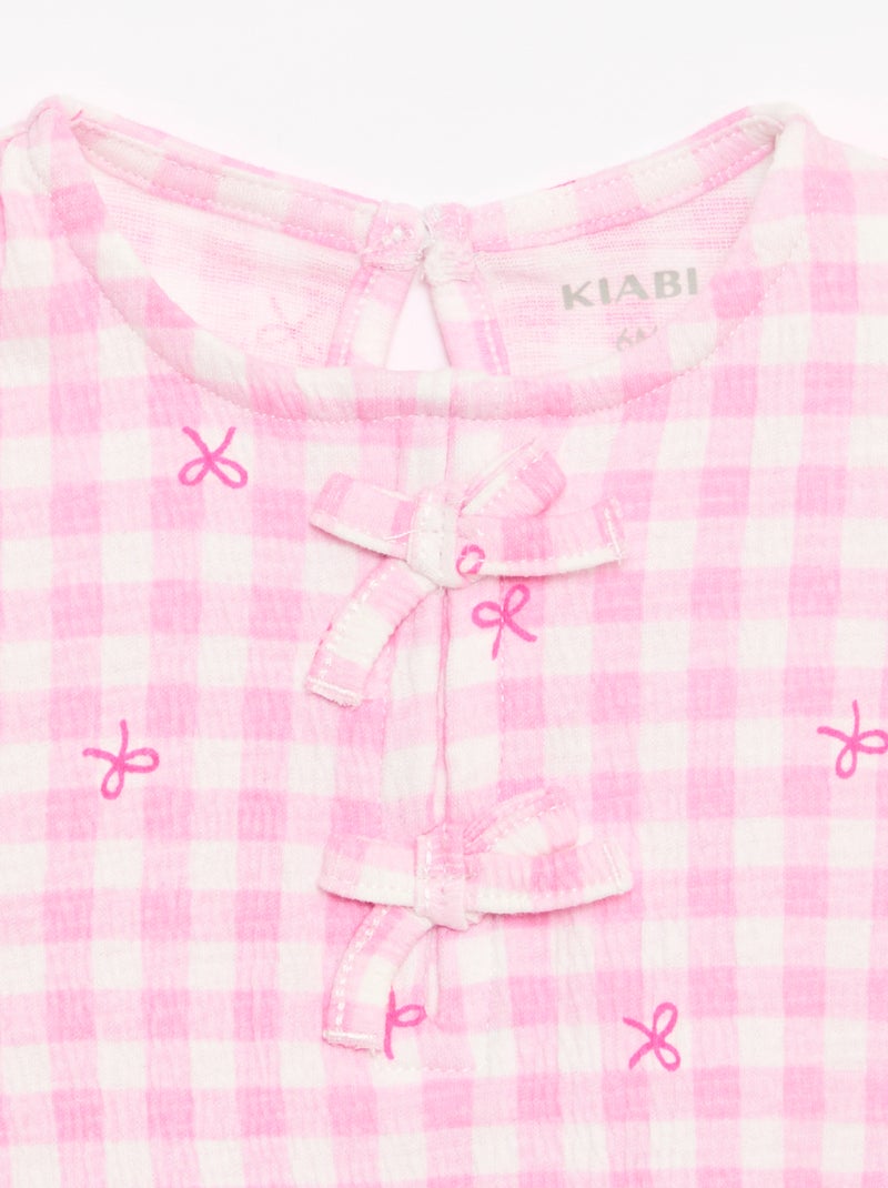 Geprint T-shirt met ruches Rose - Kiabi