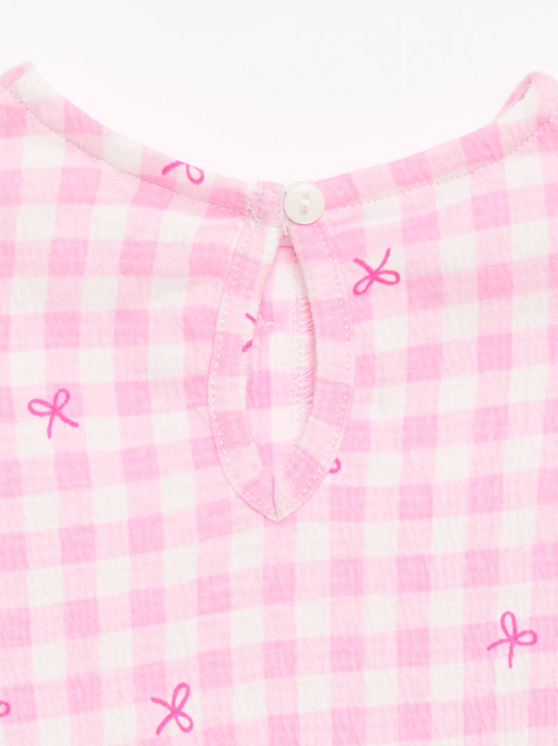 Geprint T-shirt met ruches Rose - Kiabi