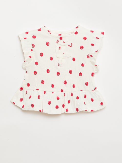 Geprint T-shirt met ruches - Kiabi