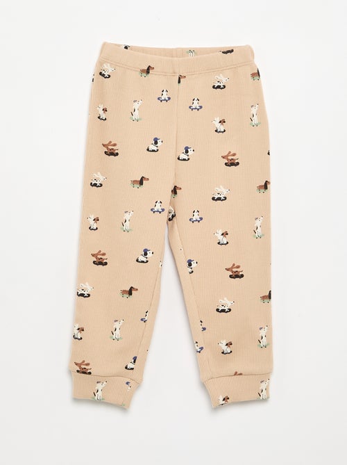 Geprinte 2-delige pyjama van ribstof - Kiabi