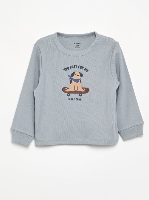 Geprinte 2-delige pyjama van ribstof - Kiabi