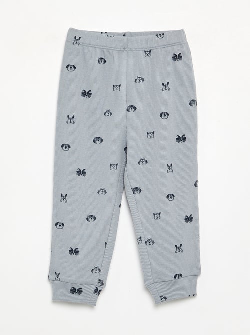 Geprinte 2-delige pyjama van ribstof - Kiabi